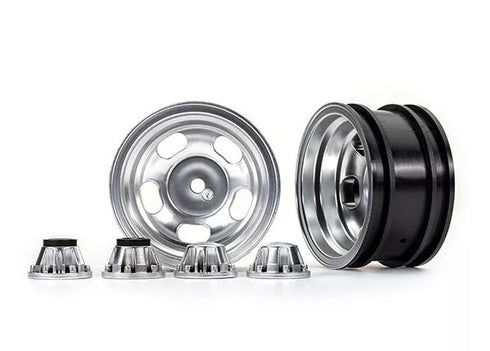 TRAXXAS RC WHEELS SATIN CHROME 2.2 W/ CNTR CAP PART # 8158